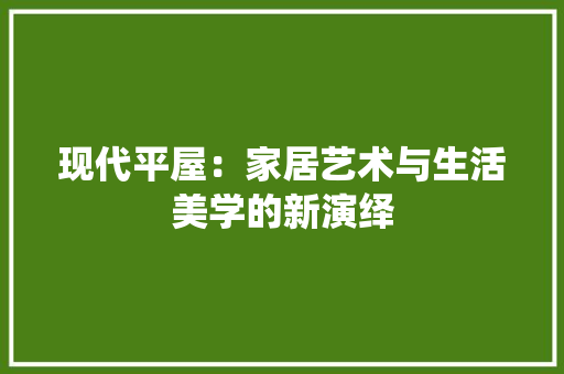 现代平屋：家居艺术与生活美学的新演绎 室内设计