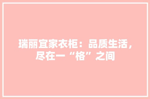 瑞丽宜家衣柜：品质生活，尽在一“格”之间 室内设计