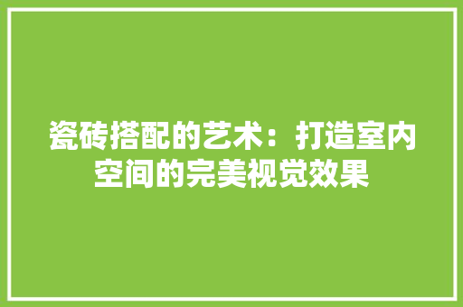 瓷砖搭配的艺术：打造室内空间的完美视觉效果 室内设计
