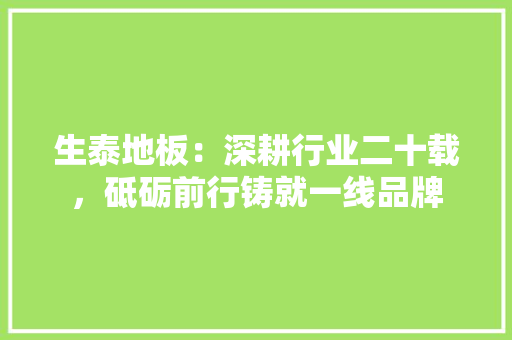 生泰地板：深耕行业二十载，砥砺前行铸就一线品牌 室内设计