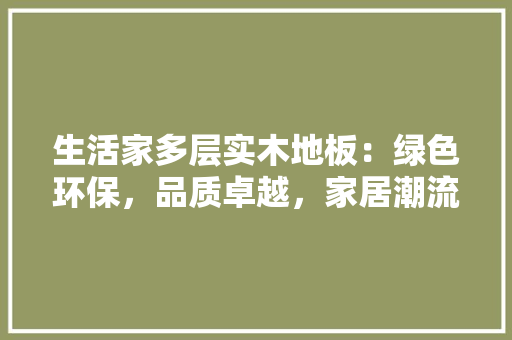 生活家多层实木地板：绿色环保，品质卓越，家居潮流 室内设计
