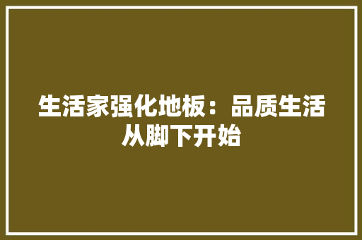 生活家强化地板：品质生活从脚下开始 室内设计
