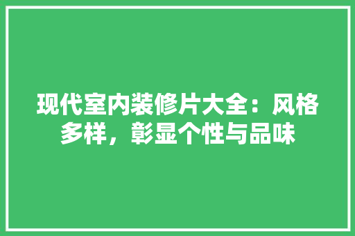 现代室内装修片大全：风格多样，彰显个性与品味 室内设计