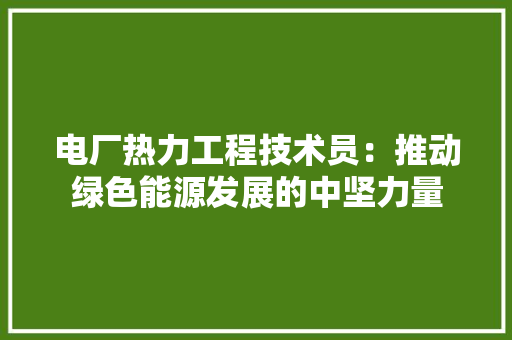 电厂热力工程技术员：推动绿色能源发展的中坚力量 室内设计