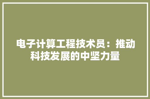 电子计算工程技术员：推动科技发展的中坚力量