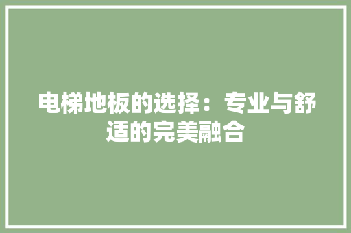 电梯地板的选择：专业与舒适的完美融合 室内设计