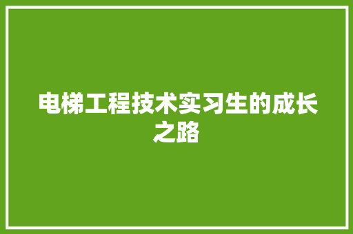 电梯工程技术实习生的成长之路 室内设计