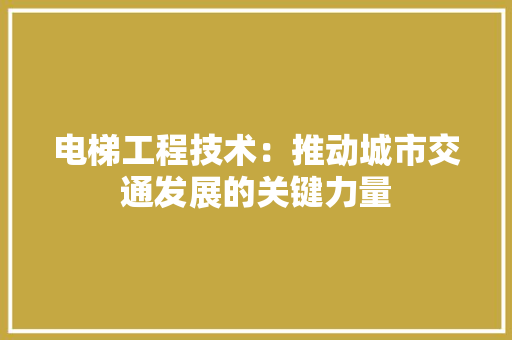 电梯工程技术：推动城市交通发展的关键力量 室内设计