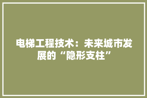 电梯工程技术：未来城市发展的“隐形支柱” 室内设计