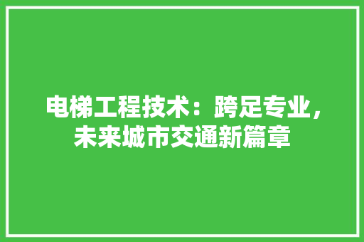 电梯工程技术：跨足专业，未来城市交通新篇章 室内设计