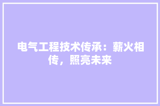 电气工程技术传承：薪火相传，照亮未来 室内设计