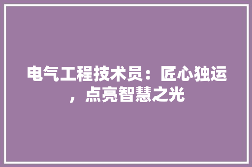 电气工程技术员：匠心独运，点亮智慧之光 室内设计