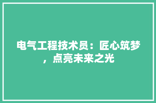电气工程技术员：匠心筑梦，点亮未来之光 室内设计
