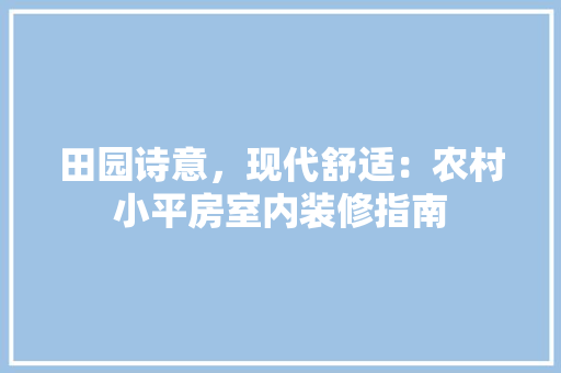 田园诗意，现代舒适：农村小平房室内装修指南
