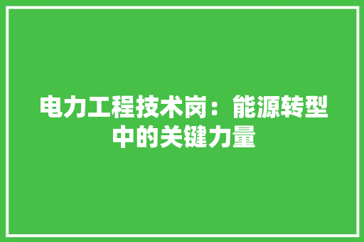 电力工程技术岗：能源转型中的关键力量 室内设计