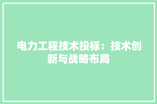 电力工程技术投标：技术创新与战略布局 室内设计