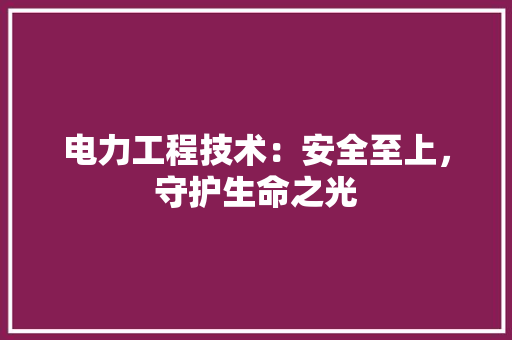 电力工程技术：安全至上，守护生命之光 室内设计