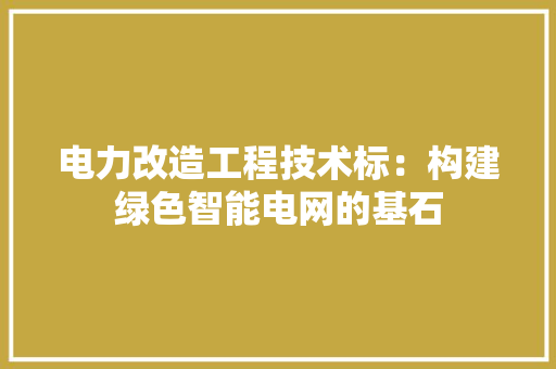 电力改造工程技术标：构建绿色智能电网的基石 室内设计