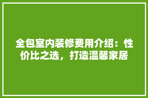 全包室内装修费用介绍：性价比之选，打造温馨家居 家居装修