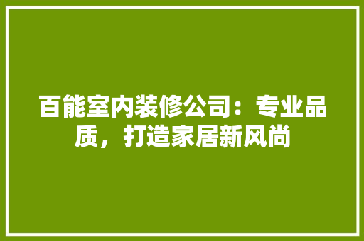 百能室内装修公司：专业品质，打造家居新风尚 室内设计