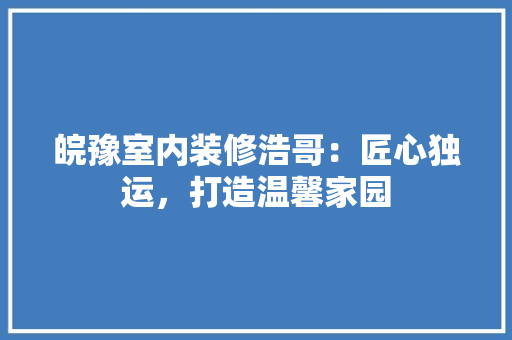 皖豫室内装修浩哥：匠心独运，打造温馨家园 室内设计