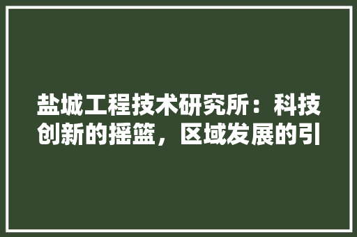 盐城工程技术研究所：科技创新的摇篮，区域发展的引擎 室内设计