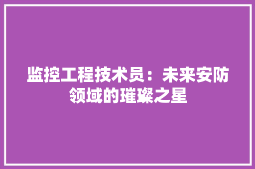 监控工程技术员：未来安防领域的璀璨之星 室内设计