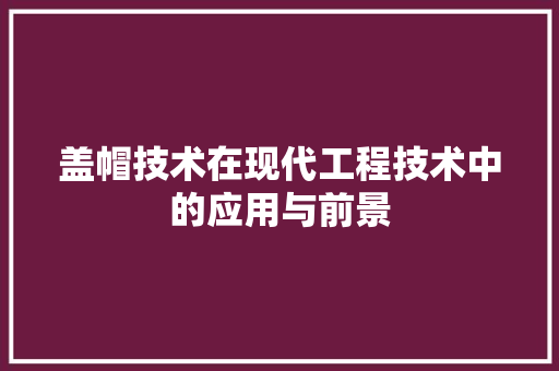 盖帽技术在现代工程技术中的应用与前景 室内设计