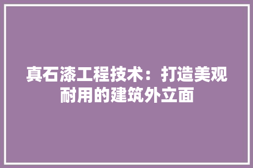 真石漆工程技术：打造美观耐用的建筑外立面 室内设计