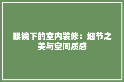 眼镜下的室内装修：细节之美与空间质感 室内设计