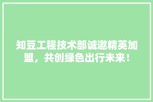 知豆工程技术部诚邀精英加盟，共创绿色出行未来！