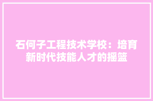 石何子工程技术学校：培育新时代技能人才的摇篮 室内设计