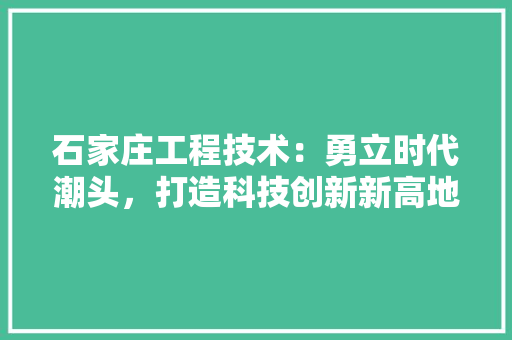 石家庄工程技术：勇立时代潮头，打造科技创新新高地 室内设计
