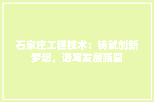 石家庄工程技术：铸就创新梦想，谱写发展新篇 室内设计
