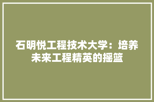 石明悦工程技术大学：培养未来工程精英的摇篮 室内设计