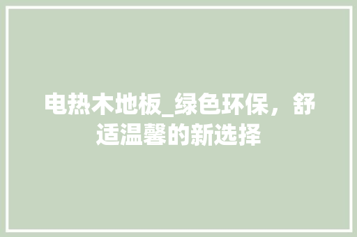 电热木地板_绿色环保，舒适温馨的新选择 室内设计