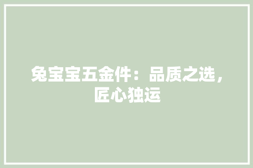 兔宝宝五金件：品质之选，匠心独运 家居装修