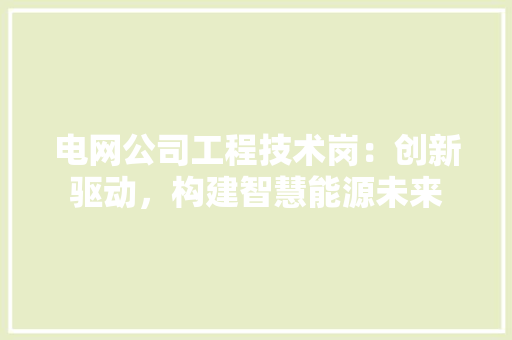 电网公司工程技术岗：创新驱动，构建智慧能源未来