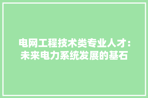 电网工程技术类专业人才：未来电力系统发展的基石