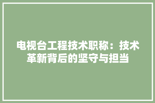 电视台工程技术职称：技术革新背后的坚守与担当 室内设计