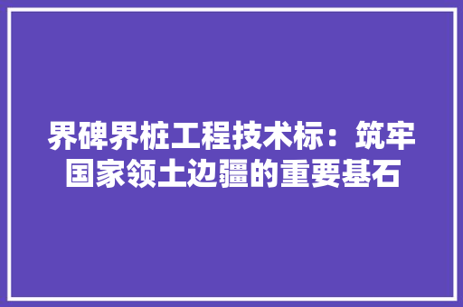 界碑界桩工程技术标：筑牢国家领土边疆的重要基石 室内设计