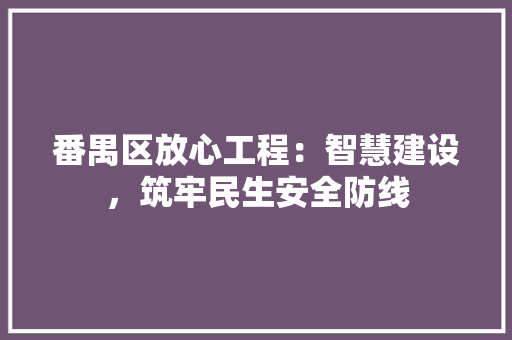 番禺区放心工程：智慧建设，筑牢民生安全防线 室内设计