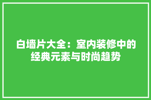 白墙片大全：室内装修中的经典元素与时尚趋势 室内设计