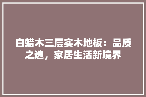 白蜡木三层实木地板：品质之选，家居生活新境界 室内设计