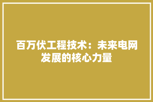 百万伏工程技术：未来电网发展的核心力量 室内设计