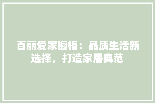 百丽爱家橱柜：品质生活新选择，打造家居典范 室内设计