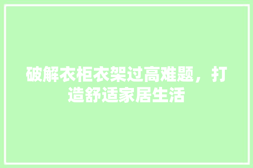 破解衣柜衣架过高难题，打造舒适家居生活