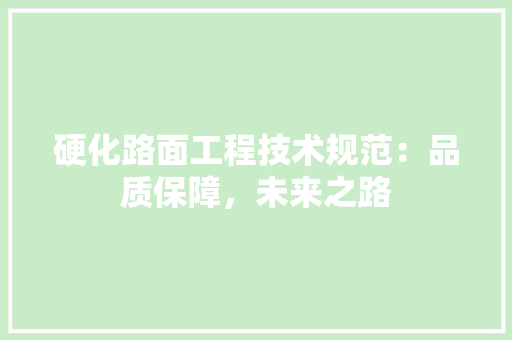 硬化路面工程技术规范：品质保障，未来之路 室内设计