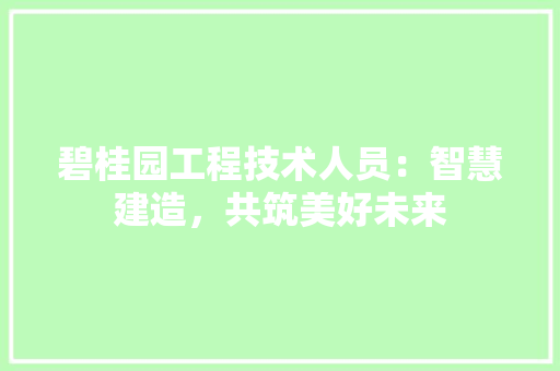 碧桂园工程技术人员：智慧建造，共筑美好未来