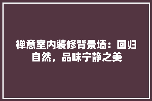 禅意室内装修背景墙：回归自然，品味宁静之美 室内设计